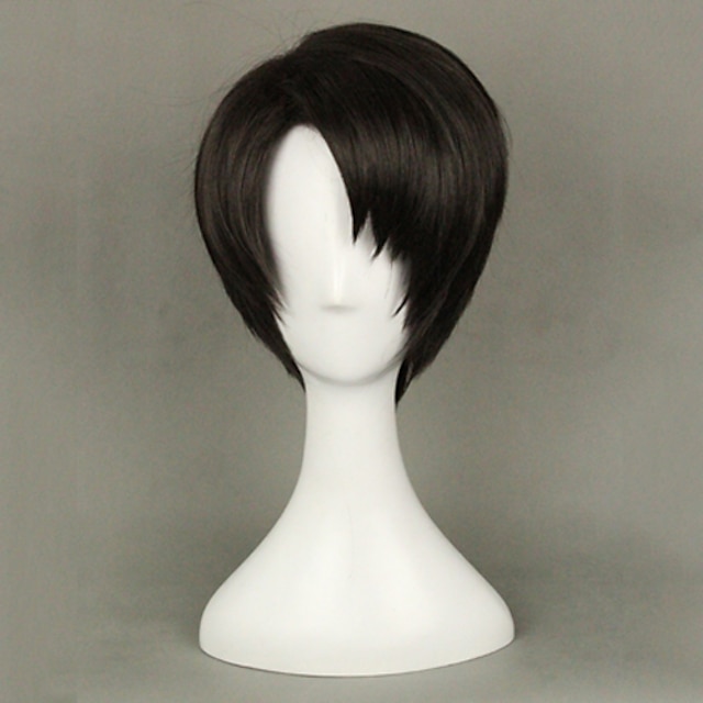  levy levi ackerman cosplay pruiken jongens en meisjes 14 inch hittebestendige vezel anime pruik halloween pruik