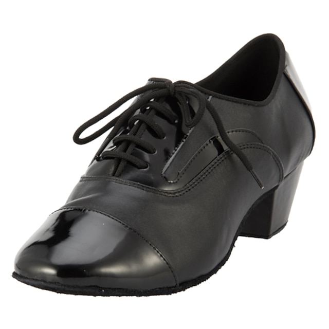  Hombre Zapatos de Baile Moderno / Salón Cuero Tacones Alto Con Cordón Tacón Bajo No Personalizables Zapatos de baile Negro