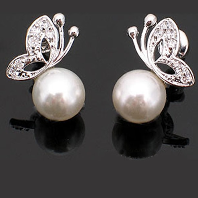  Femme Boucles d'oreille goujon Perle imitée Mode Perle Forme d'Animal Papillon Bijoux Pour Quotidien Rendez-vous