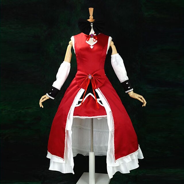  Inspireret af Puella Magi Madoka Magica Kyoko Sakura Anime Cosplay Kostumer Japansk Cosplay Kostumer Kjoler Patchwork Uden ærmer Kjole Ærmer Pandebånd Til Dame / Satin