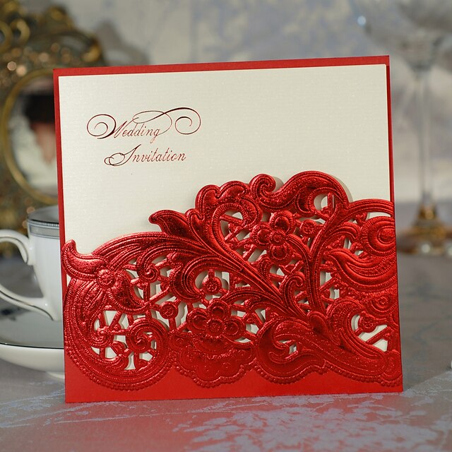  Format Enveloppe & Poche Invitations de mariage Cartes d'invitation Style classique Style floral Papier durci 15*15cm