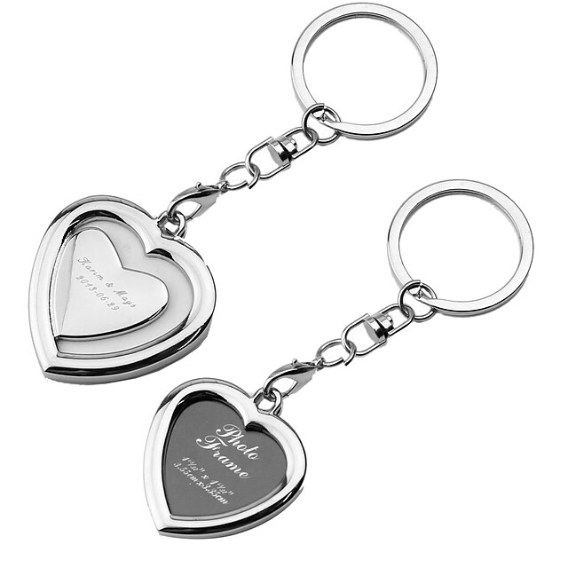  Personalized Heart Shaped Cadre photo Key Ring (Set of 6)