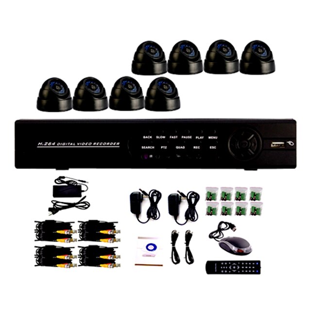  8 Channel One-Touch-Online CCTV DVR-System (8 Indoor Dome Kamera mit Sony CCD)