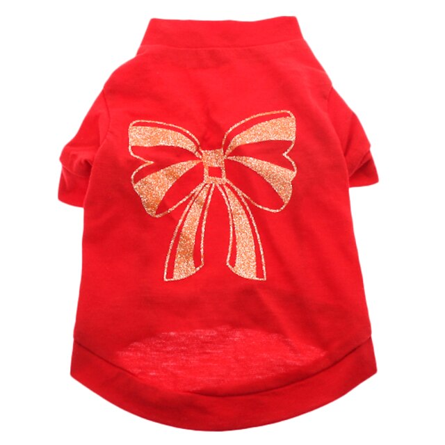  Dog Shirt / T-Shirt Bowknot Dog Clothes Breathable Red Costume Cotton XS S M L