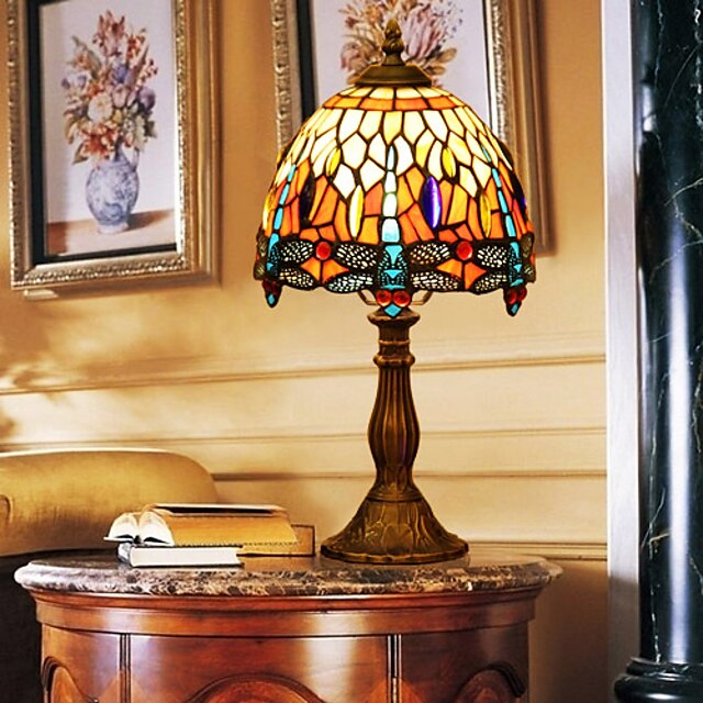  Stained Glass Retro Table Lamps Tiffany Style Dragonfly Pattern