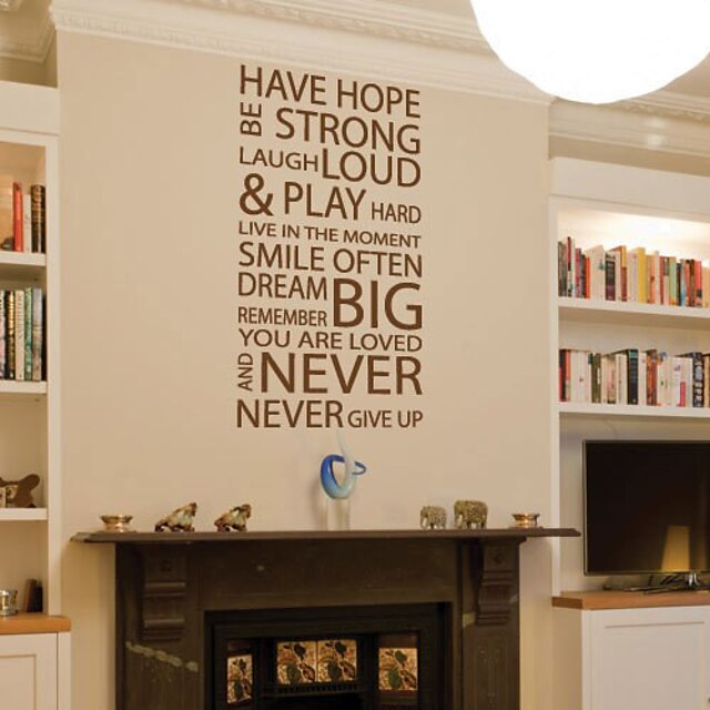  Words & Quotes Wall Stickers Have Hope Never Give Up Washable Wall Decals