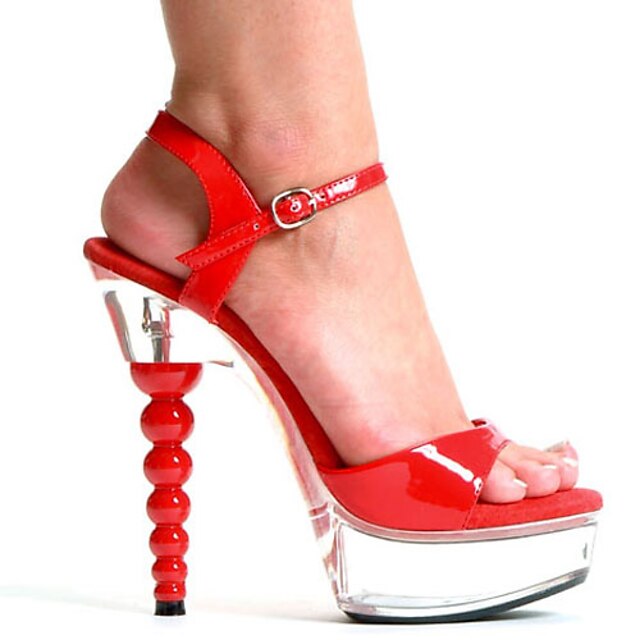  Bright Red PU Leather Slingbacks 3.5cm Platform 14.5cm Stiletto Heel Sandals
