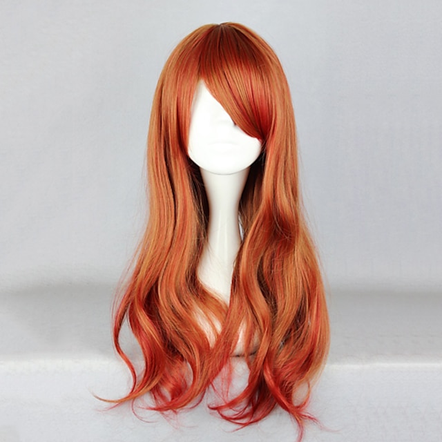  Cosplay Wigs Women's 26 inch Heat Resistant Fiber Orange Anime