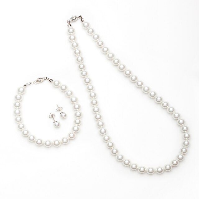  Per donna Set di gioielli Perle finte Orecchini Gioielli Pearl White Per Feste Occasioni speciali Anniversario Regalo / Collane