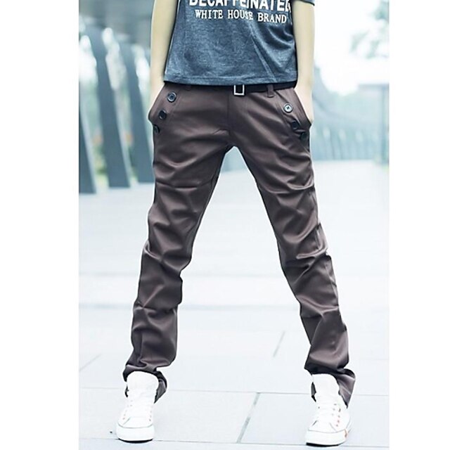  Casual Chinos Pants - Solid Colored Black Gray Coffee