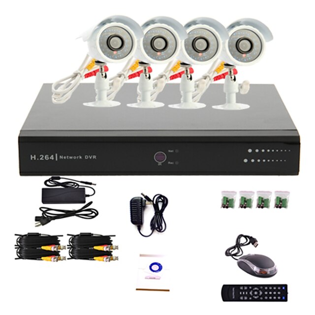  4 canales CCTV Sistema DVR (4 al aire libre cámara Warterproof, PTZ Control)