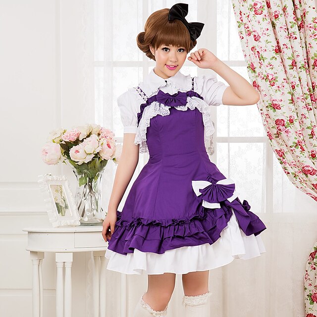  Sweet Lolita Matrose Adelige Lolita Kleid Mittlerer Länge Baumwolle Kleid Lolita Accessoires