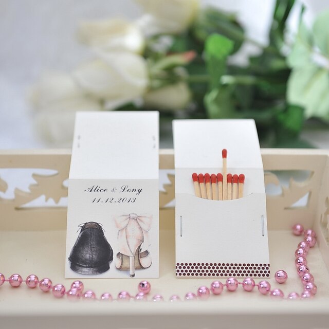  Caixa de Fósforos Personalizadas Cartão de Papel Duro / Mistura de Material Decorações do casamento Festa de Casamento Tema Clássico Todas as Estações