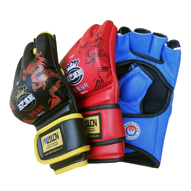  Thicken PU Boxing Free Combat Gloves Assorted Colors (Average Size)