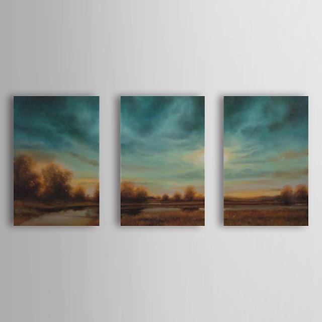  Ručně malované Krajina / Abstraktní krajinka Tři panely Plátno Hang-malované olejomalba For Home dekorace