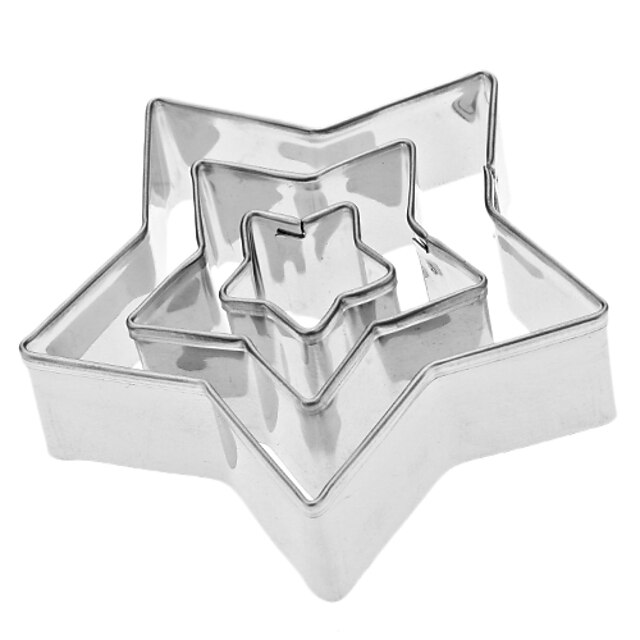  Five Point Star Shape Stainless Steel Cookies Cutter Set 3pcs