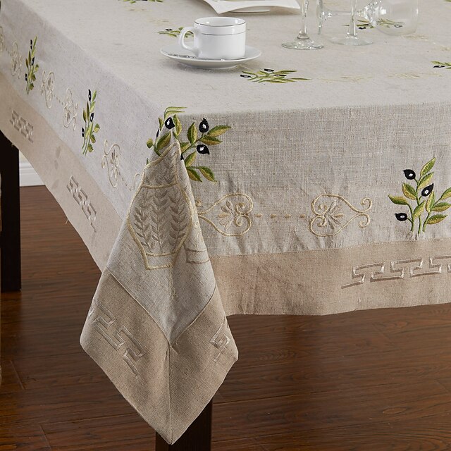  País bege de linho toalhas de mesa florais