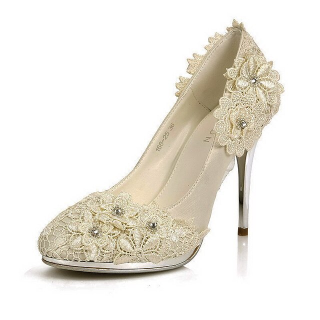  элегантные атласные шпилька насосы / закрытый носок с цветочными свадьбы / участник обувь