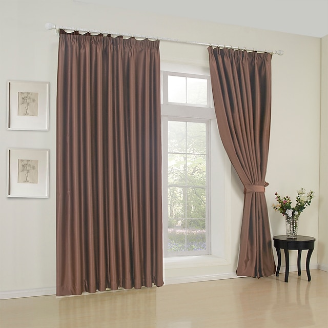  TWOPAGES® One Panel  Solid Brown Classic Room Darkening Curtain