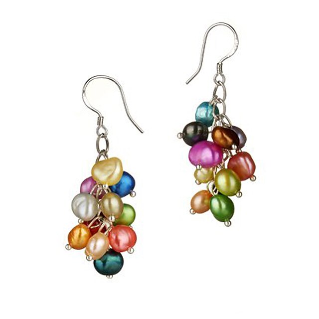  Women's Pearl Drop Earrings Hoop Earrings Classic Silver Earrings Jewelry Rainbow For Party 1pc