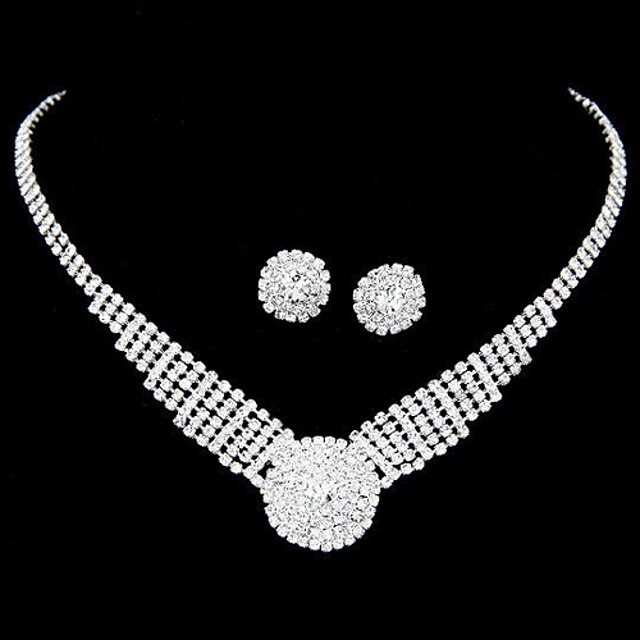  Women's Cubic Zirconia Jewelry Set Bridal Zircon Imitation Diamond Earrings Jewelry White For Wedding / Necklace