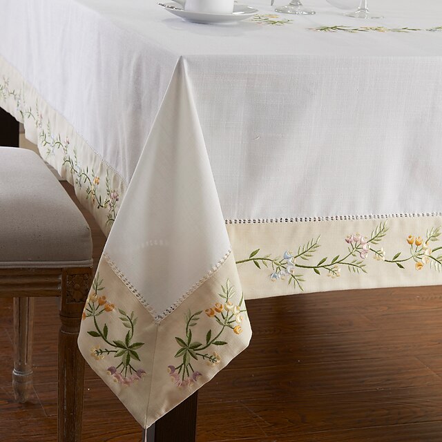  Mélange Poly / Coton Rectangulaire Nappes de table Fleur Décorations de table