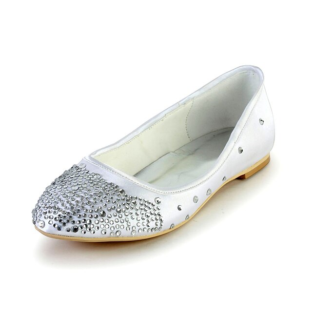  Elegant Satin Stiletto Heel Flats with Rhinestone Wedding Shoes(More Colors)