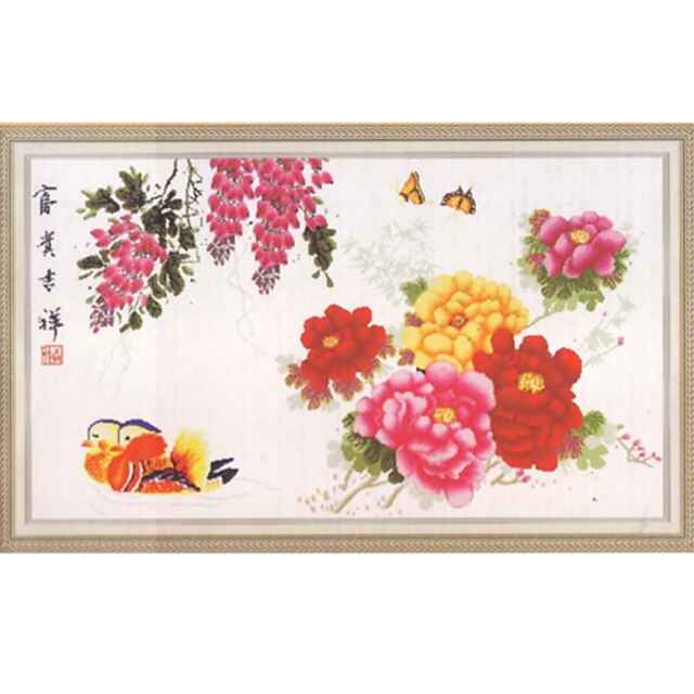  MeiAn DIY Unfinished Cotton Fortune and Happiness 11CT/Inch Stitch Embroidered Cloth Size: 138*79cm