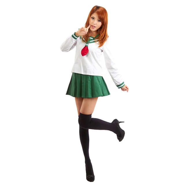  Inspired by Cosplay Movie / TV Theme Costumes Higurashi Kagome Anime Cosplay Costumes Japanese Cosplay Suits School Uniforms Solid Colored Long Sleeve Top Skirt For Women's
