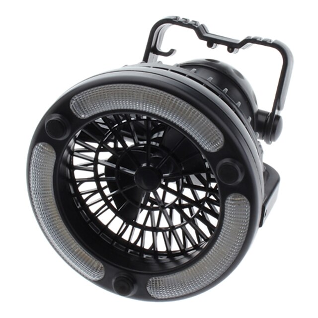  2 In 1 Outdoor Camping Electric 2W 60lm 6500K 18-LED White Light Celling Fan Lantern - Black