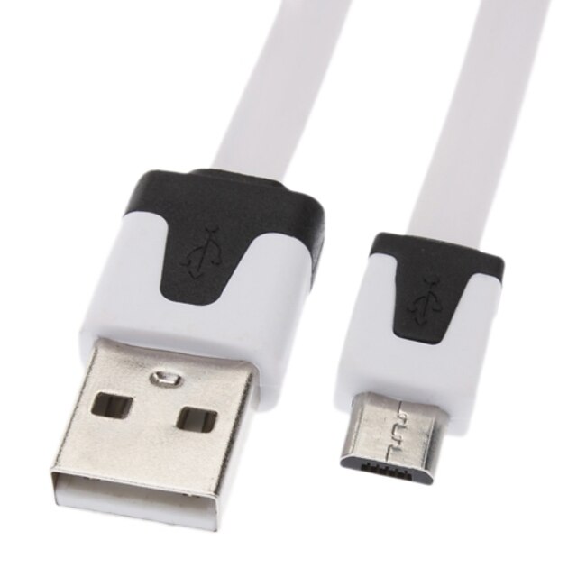  Micro USB to USB Male to Male Data Cable for Samsung/Huawei/ZTE/Nokia/HTC/Sony Ericson Flat Type White(3M)