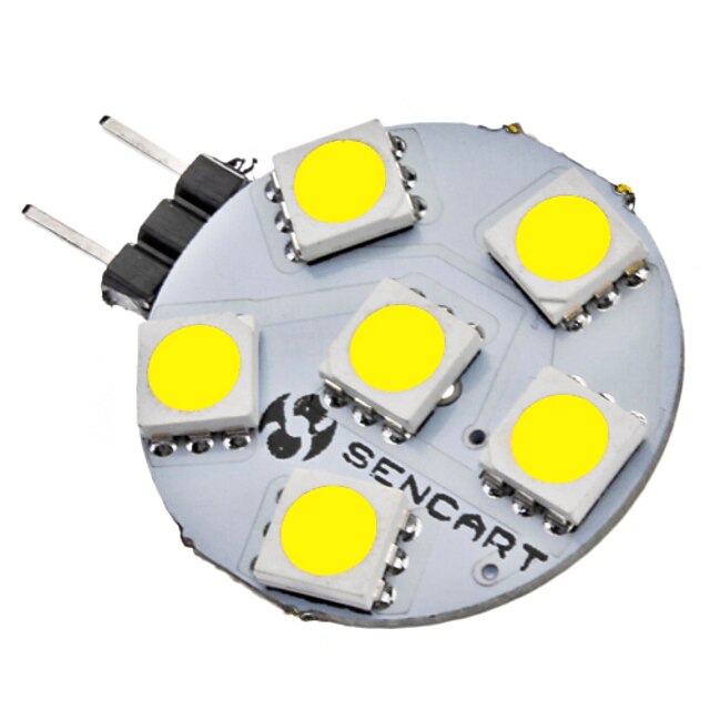  1pc 1 W LED-lamper med G-sokkel 6500 lm G4 6 LED Perler SMD 5050 Naturlig hvid 12 V