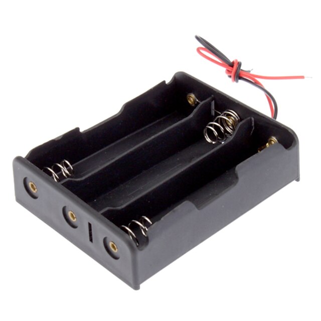  Plastic Battery Storage Box Case Holder for 3x18650 Black with 6