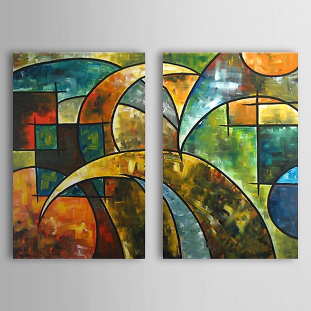  Hand-Painted Abstract Horizontal Canvas Oil Painting Home Decoration Two Panels