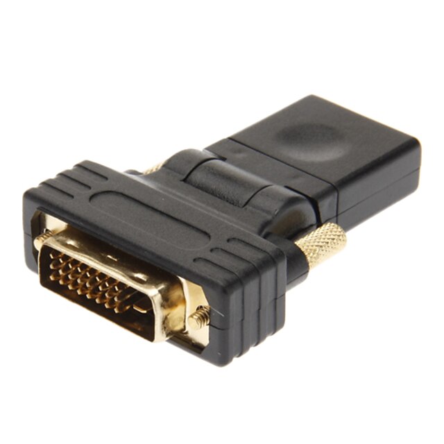  DVI 24+1 to HDMI V1.3 Male to Female Adapter Black Gold-Plated 360 Degree Revolve