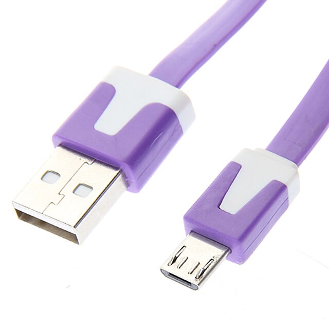  USB мужчина к Micro USB Мужской плоский тип Фиолетовый (1M)