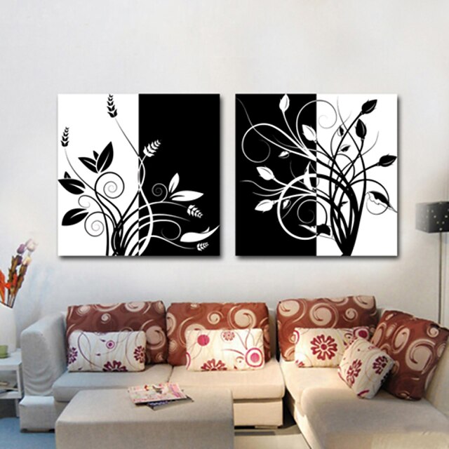  Stretched Canvas Print Canvas Set Botanical Two Panels Horizontal Print Wall Decor For Home Decoration