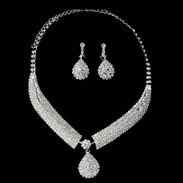  Women's Crystal Wedding Party Special Occasion Anniversary Birthday Engagement Gift Daily Alloy Earrings Necklaces