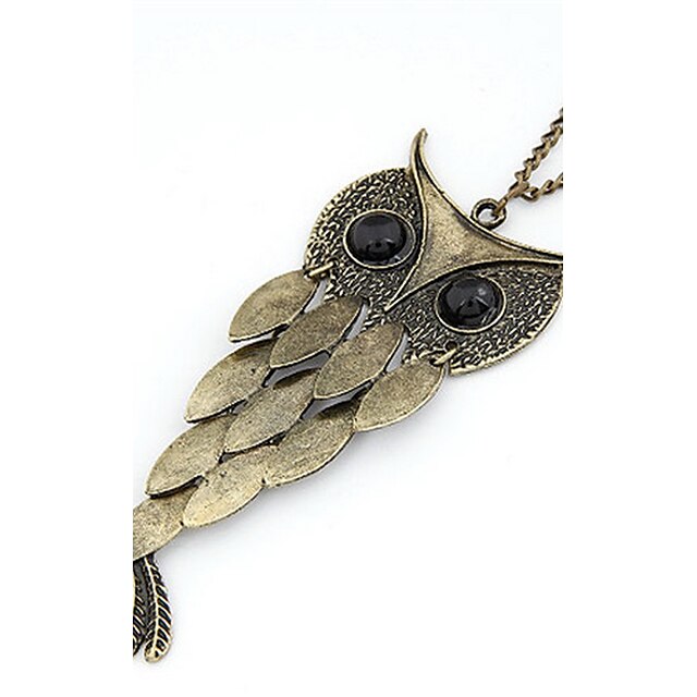  Vintage Alloy With Owl Shaped Pendant Sweater Chain Women's Necklace