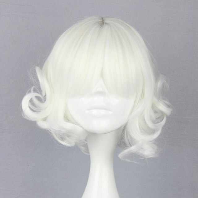  Sweet Lolita Cosplay Wigs Women's 30 inch Heat Resistant Fiber Silver Anime Wig