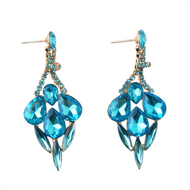  Fashion Rose Gold Color Plated Alloy With Blue Crystal Earrings
