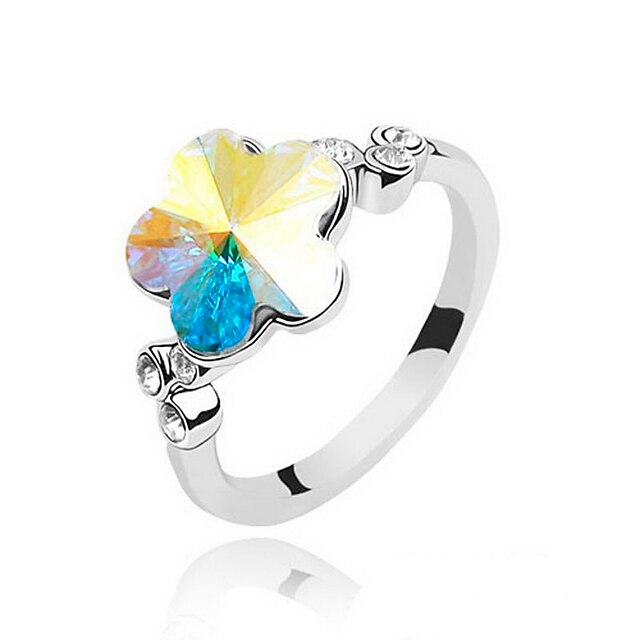  Aliaj unic Cu Crystal Plum Blossom inel în formă de (mai multe culori)