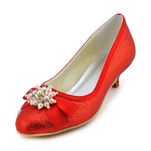  Charming Satin Stiletto Heel Pumps with Imitation Pearl and Bowknot Wedding Shoes(More Colors)