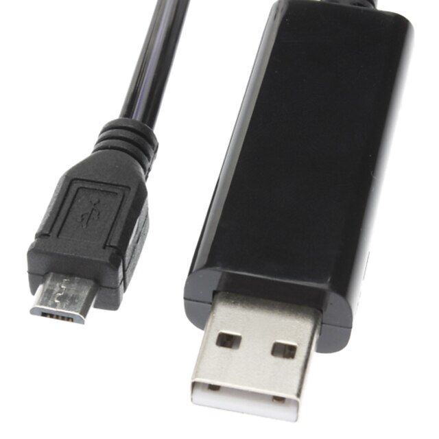  USB 2.0 микро-USB 2.0 м / м Светодиодная кабель мужчины мужчины черный для Nokia HTC BlackBerry (0.8m)