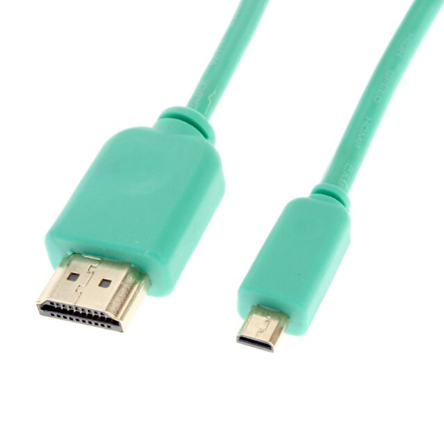  HDMI Male to Micro HDMI Male V1.3 Cable Green Glod-Plated for Smart LED HDTV/APPLE TV/Blu-Ray DVD(1.5m)