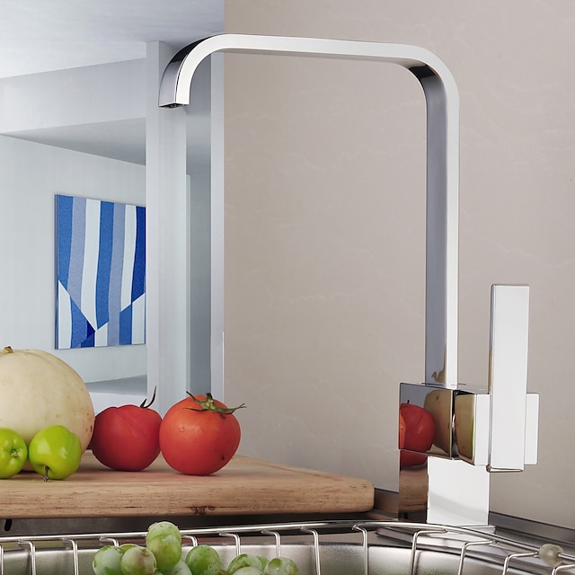  Kitchen faucet - One Hole Chrome Tall / ­High Arc Deck Mounted Contemporary Kitchen Taps / Single Handle One Hole