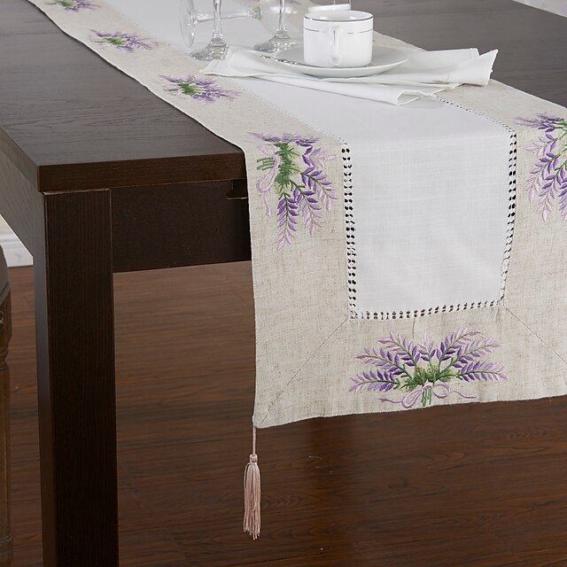  Linen Rectangular Table Runner Floral Table Decorations