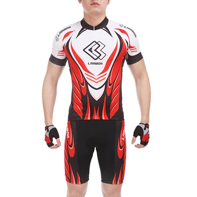  Hombre Manga Corta Maillot de Ciclismo con Shorts - Rojo Bicicleta Shorts/Malla corta Camiseta/Maillot Sets de Prendas, Secado rápido, 