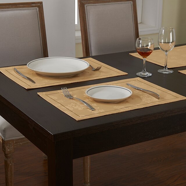  Beige Polyester Rectangulaire Sets de table