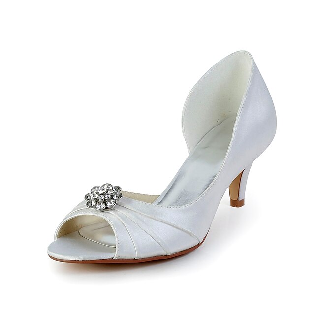  Women's Spring / Summer / Fall Heels / Peep Toe Stretch Satin / Satin Wedding Stiletto Heel Rhinestone Red / Ivory / White
